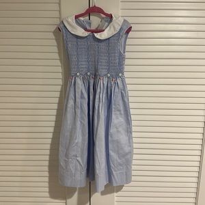 Fantaisie Kids Sleeveless Blue Smocked Dress 4
